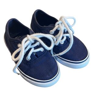 Janie and Jack boy shoes Navy blue white lace up sneakers size 7